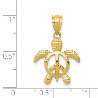 14k Peace Sign Turtle Pendant