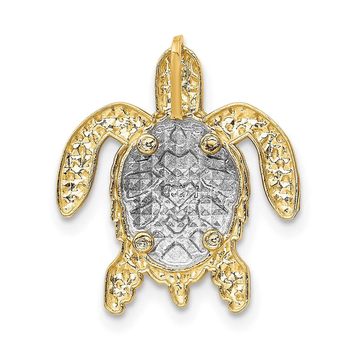14K Two-Tone Turtle Pendant Chain Slide