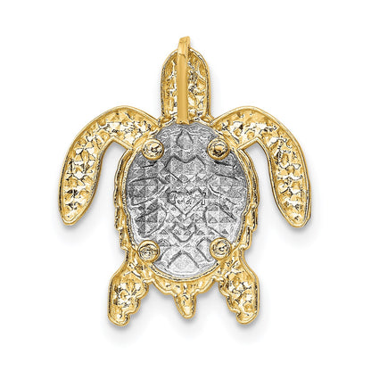 14K Two-Tone Turtle Pendant Chain Slide
