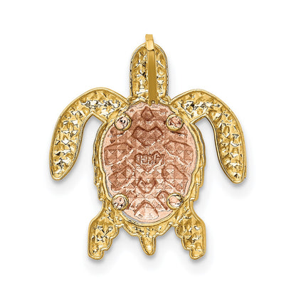 14K Two-Tone with White Rhodium Turtle Pendant Chain Slide