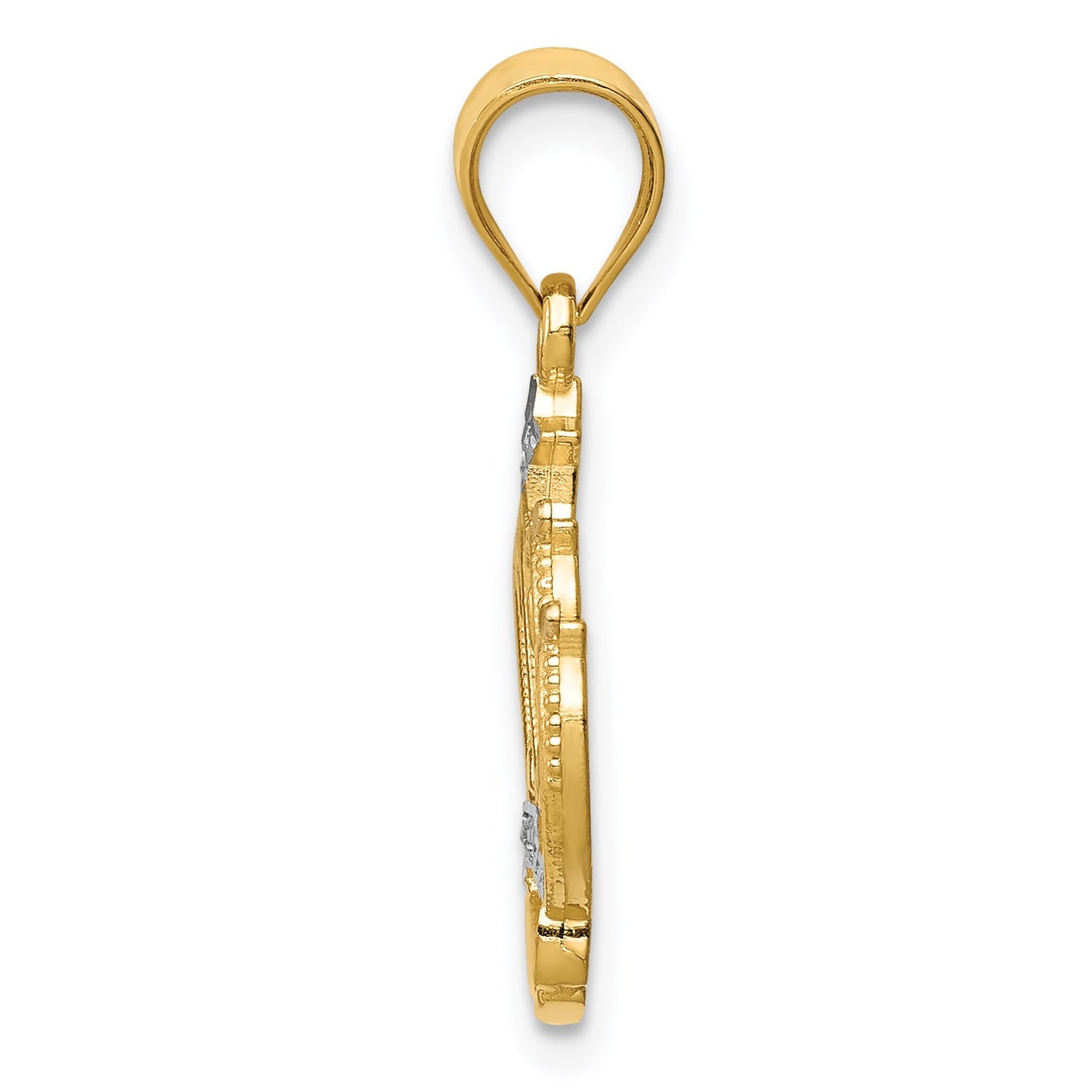 14k and White Rhodium Crown Pendant