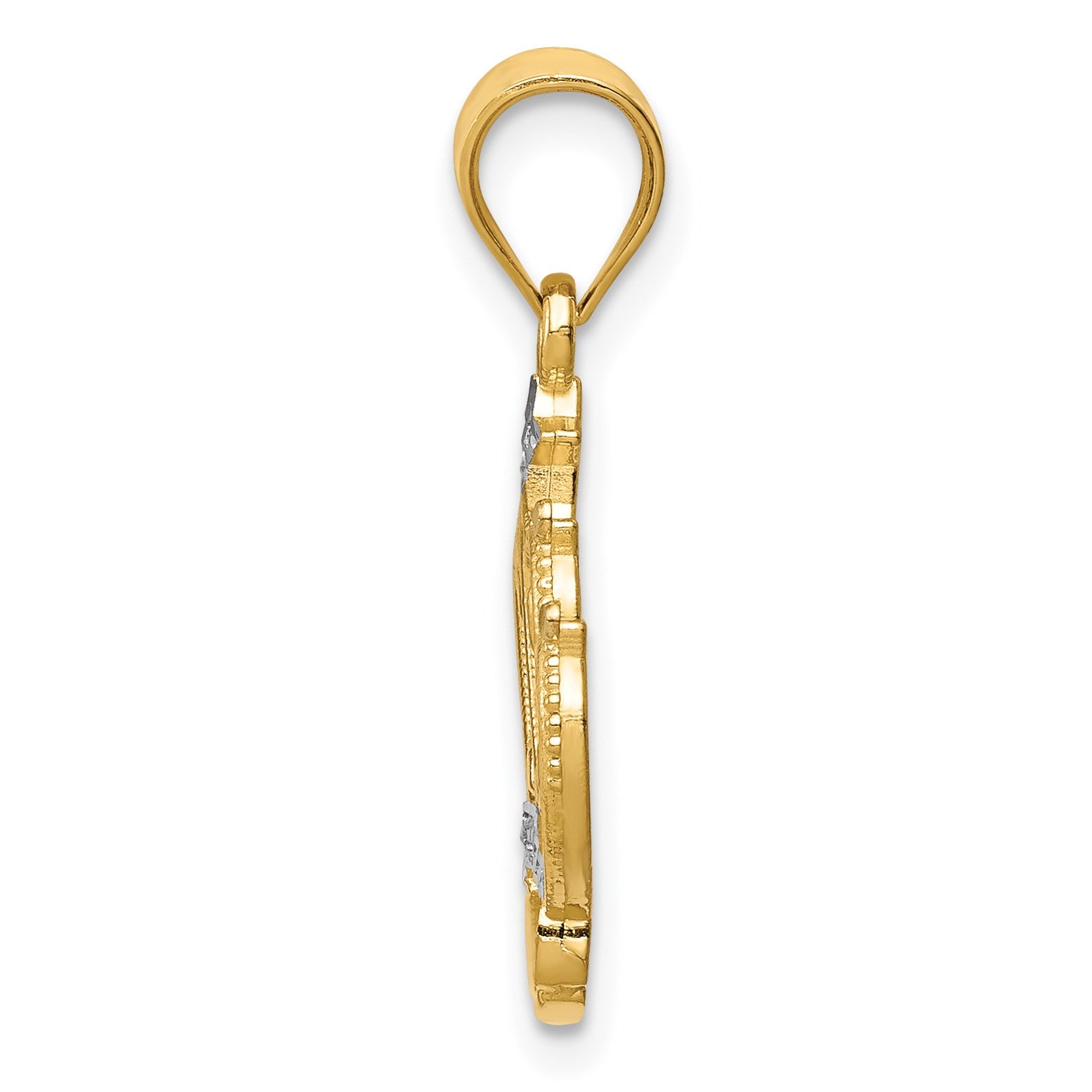 14k and White Rhodium Crown Pendant