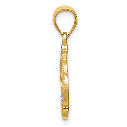 14k and White Rhodium Crown Pendant