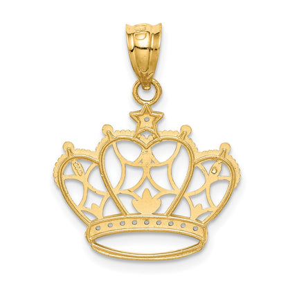 14k and White Rhodium Crown Pendant