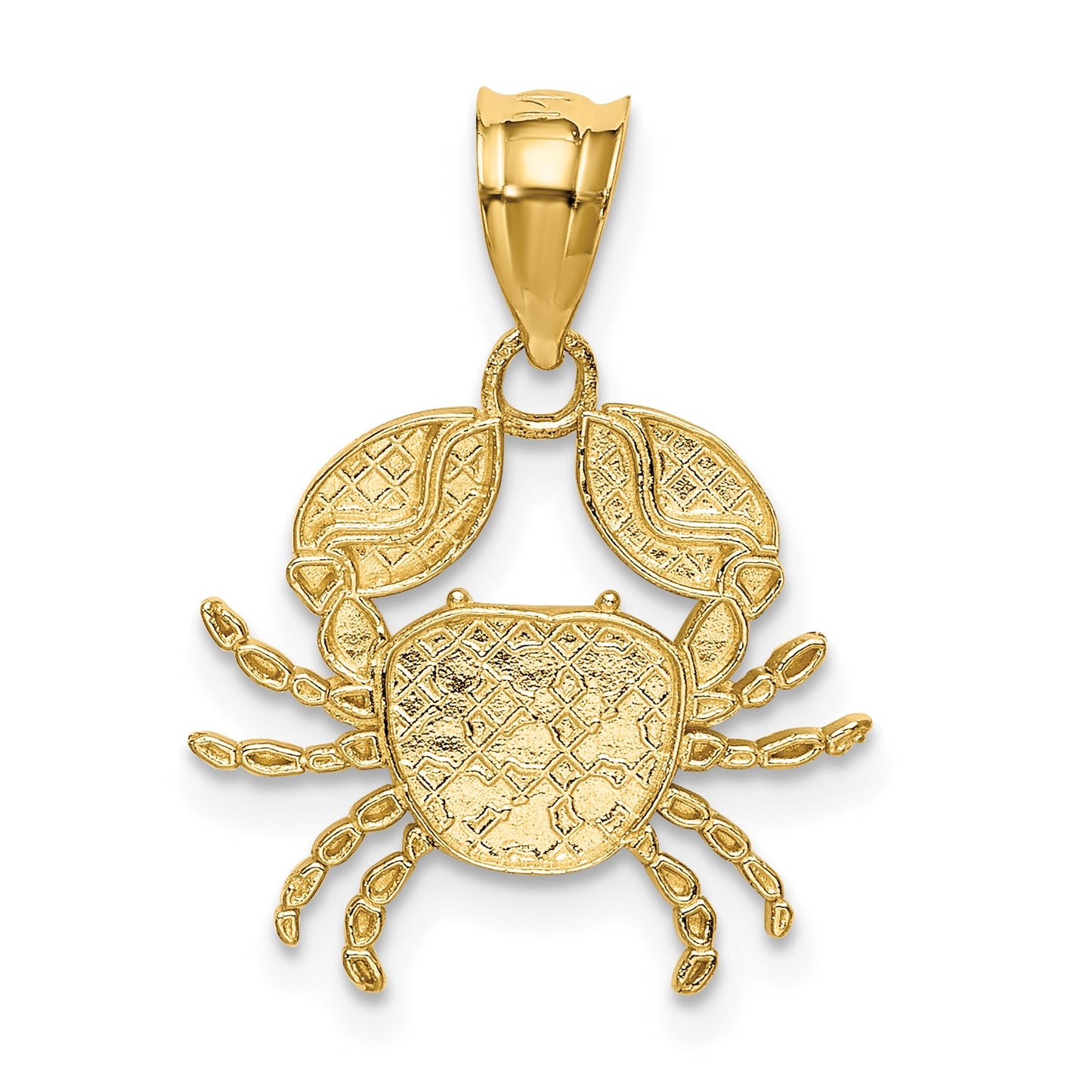 14K and White Rhodium Diamond-Cut Crab Pendant