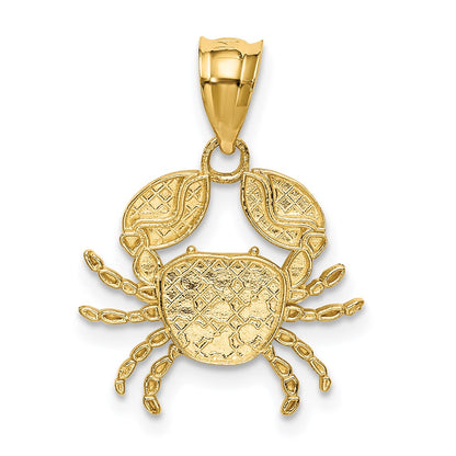 14K with Rhodium Diamond-Cut Crab Pendant