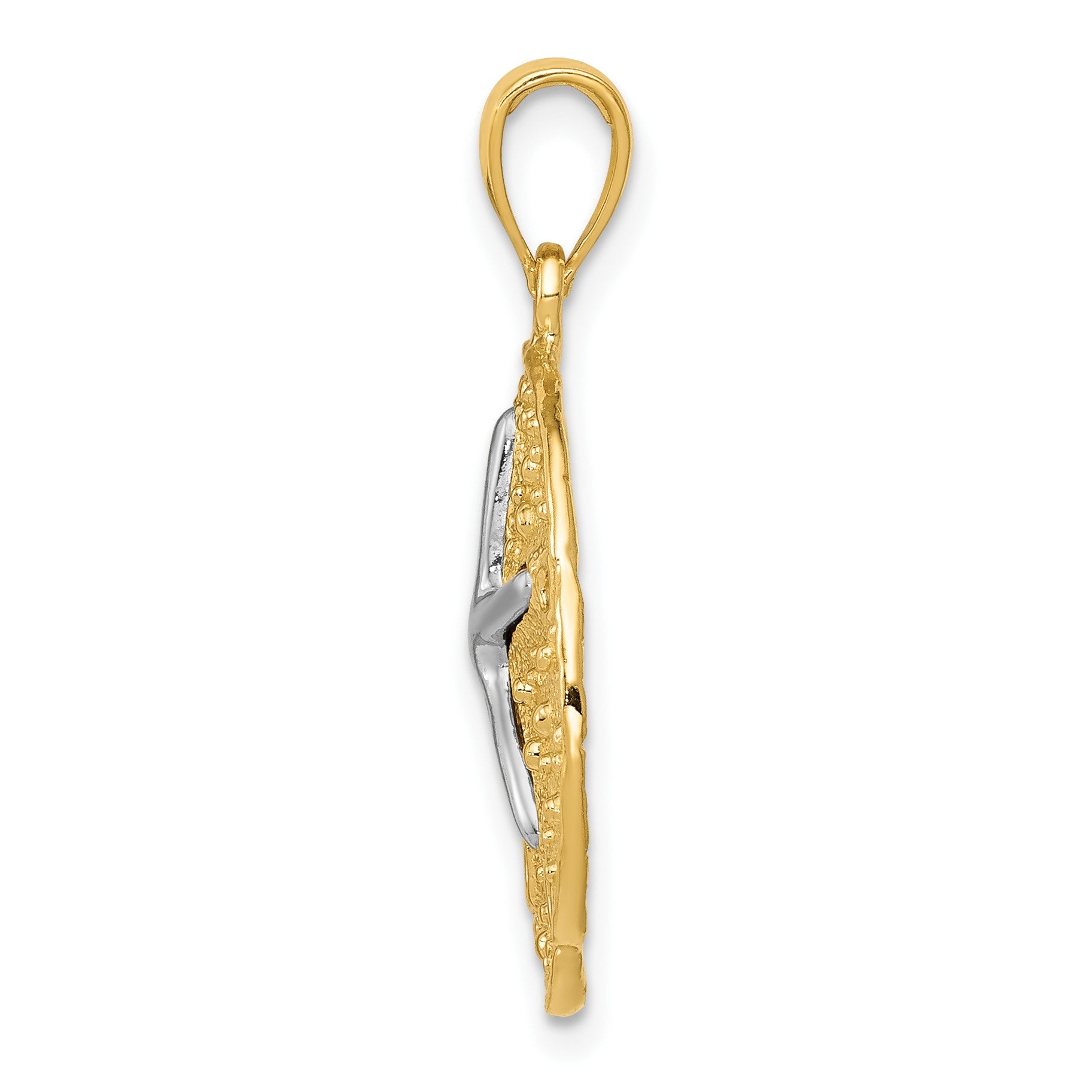 14k Two-Tone Sand Dollar with Starfish Pendant