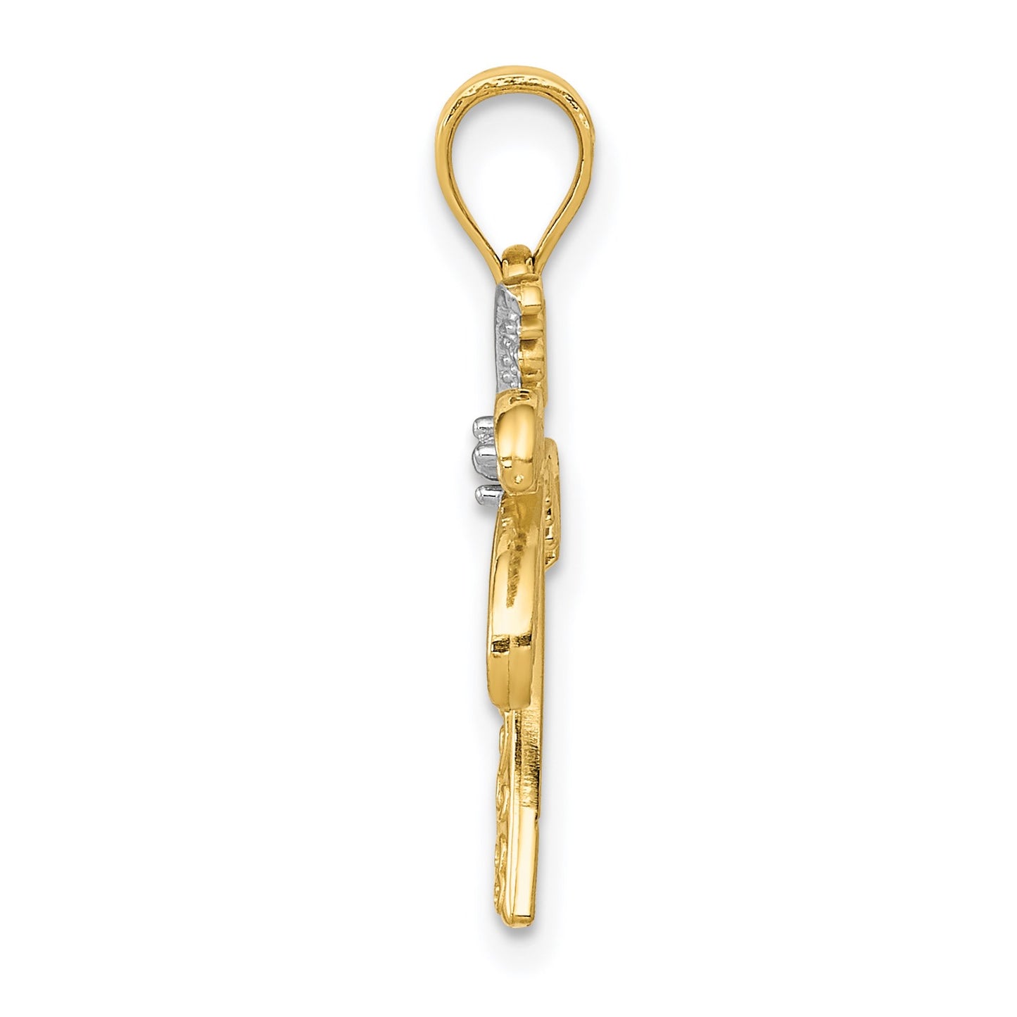 14K and White Rhodium Palm Tree Pendant