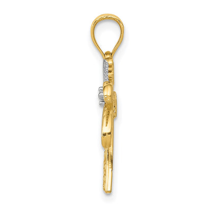 14K and White Rhodium Palm Tree Pendant