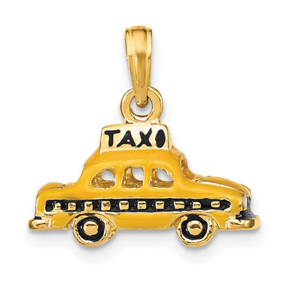 14k 3-D Enameled TAXI Pendant