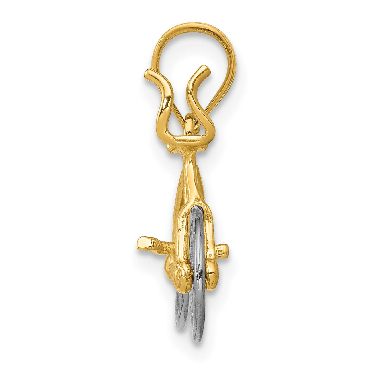 14k Two-tone 3-D Bicycle with Moveable Wheels Pendant