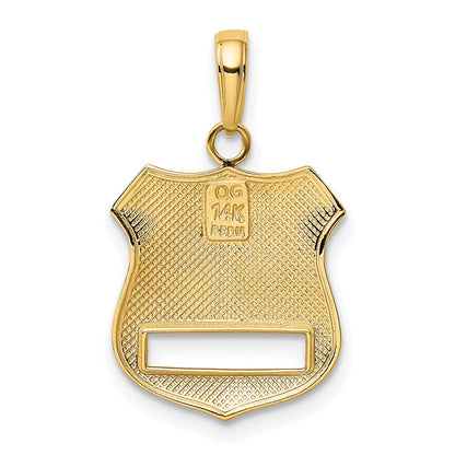14k and White Rhodium POLICE Badge Pendant