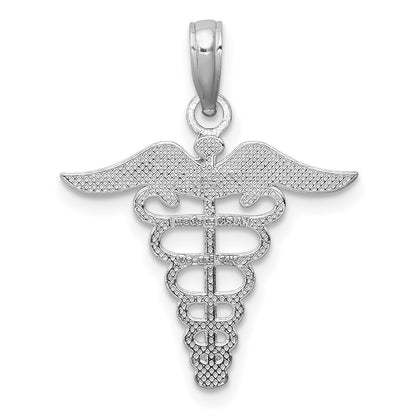 14k White Gold Caduceus Charm