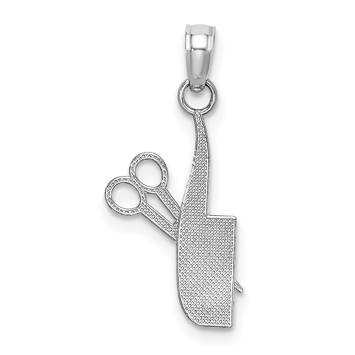 14k White Gold Comb and Scissors Charm