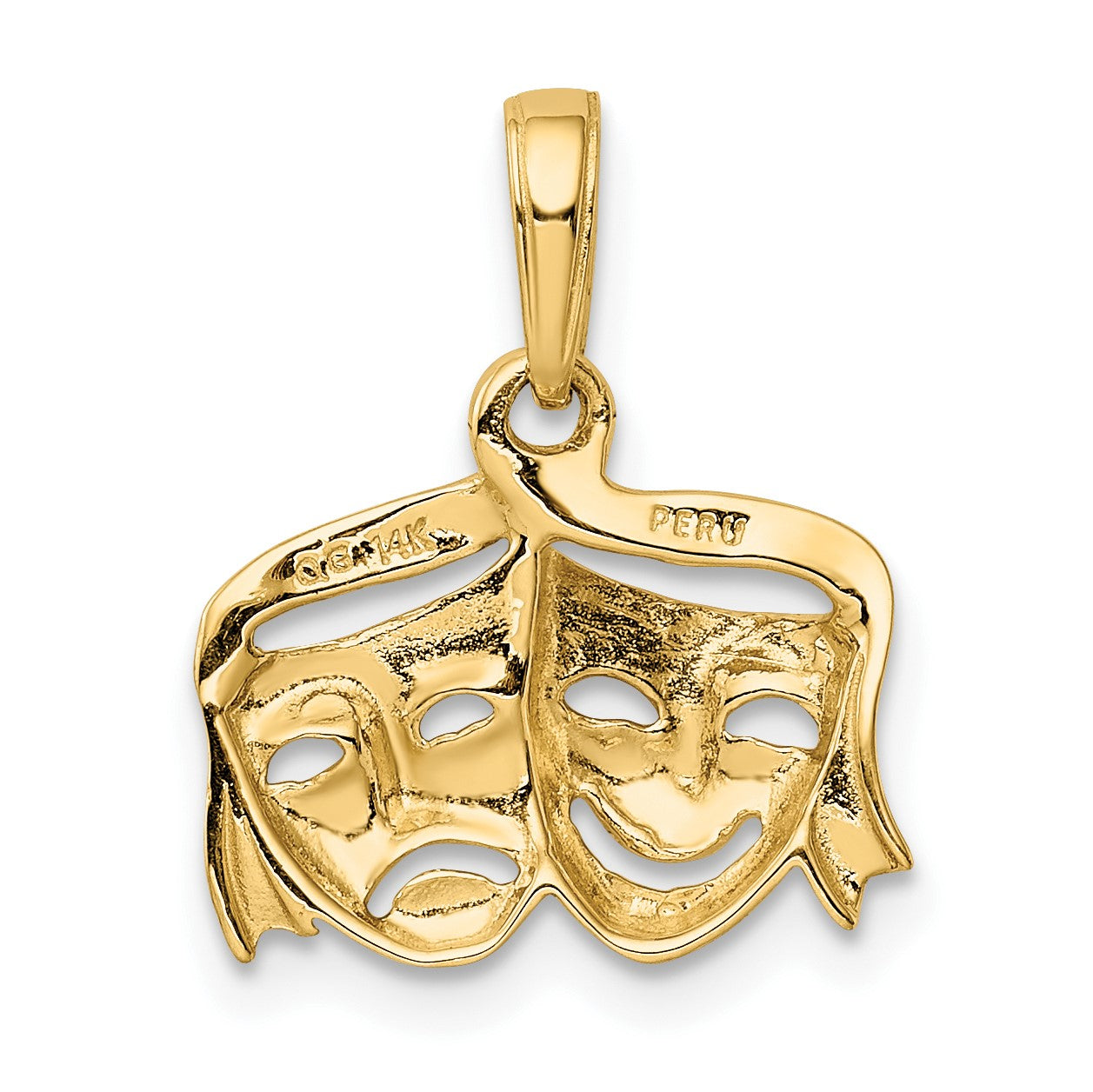 14k Polished Open-Backed Comedy/Tragedy Pendant