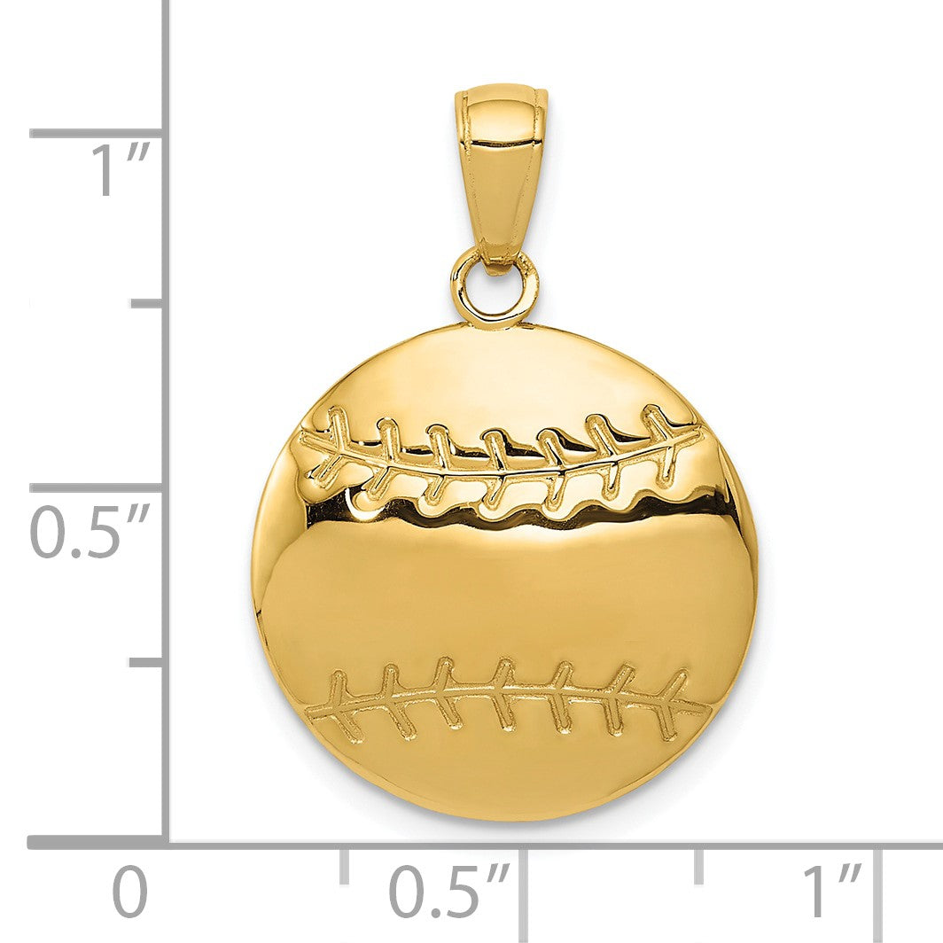 14k Polished Baseball Charm