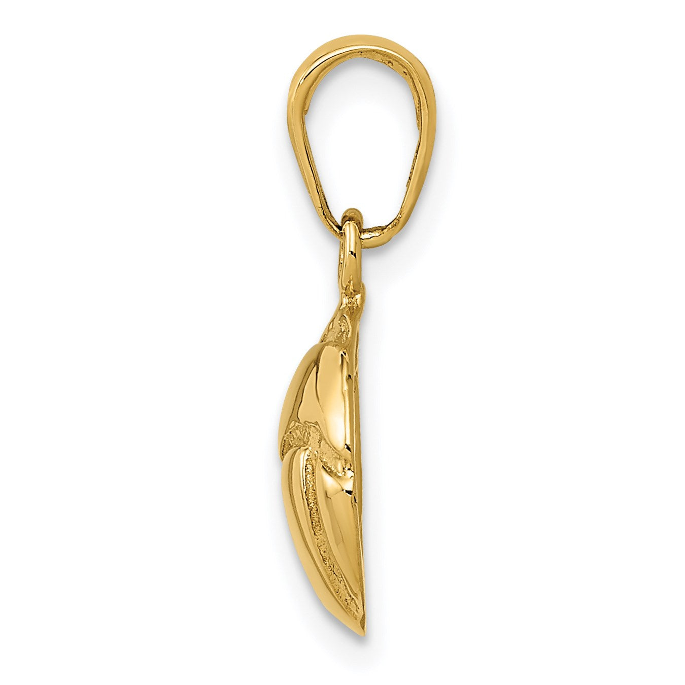 14K Solid Polished Domed Open-Back Volleyball Charm