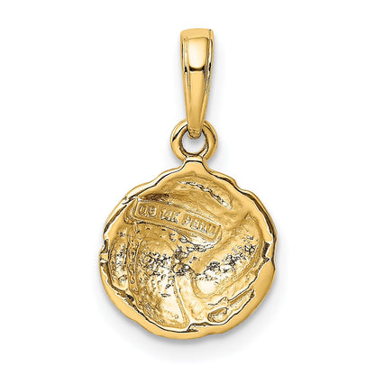 14K Solid Polished Domed Open-Back Volleyball Charm