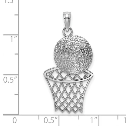 14K White Gold Basketball and Net Charm
