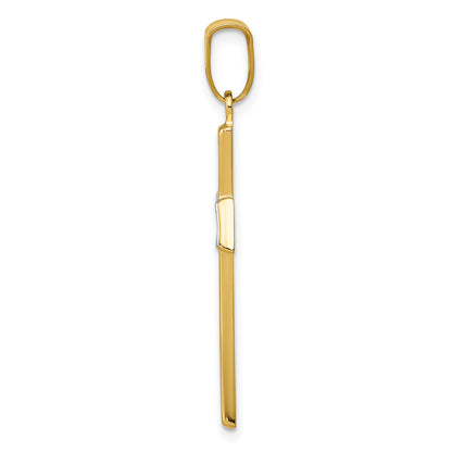 14K and White Rhodium Polished Cross Pendant