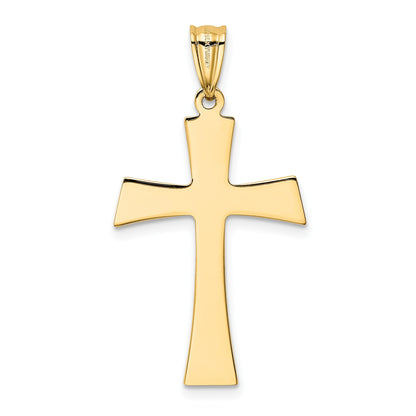 14K and White Rhodium Polished Cross Pendant