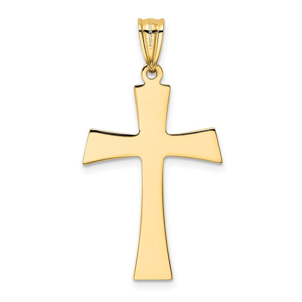 14Kw/Rhodium Polished Cross Pendant