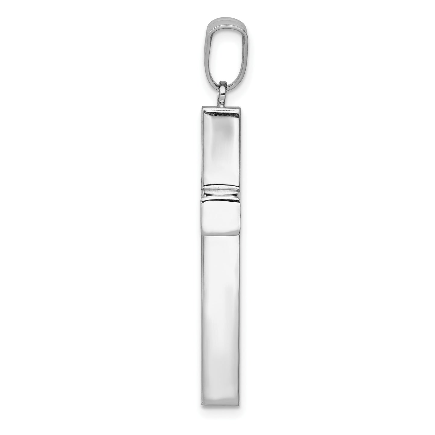 14k White Gold Polished Hollow Cross Pendant