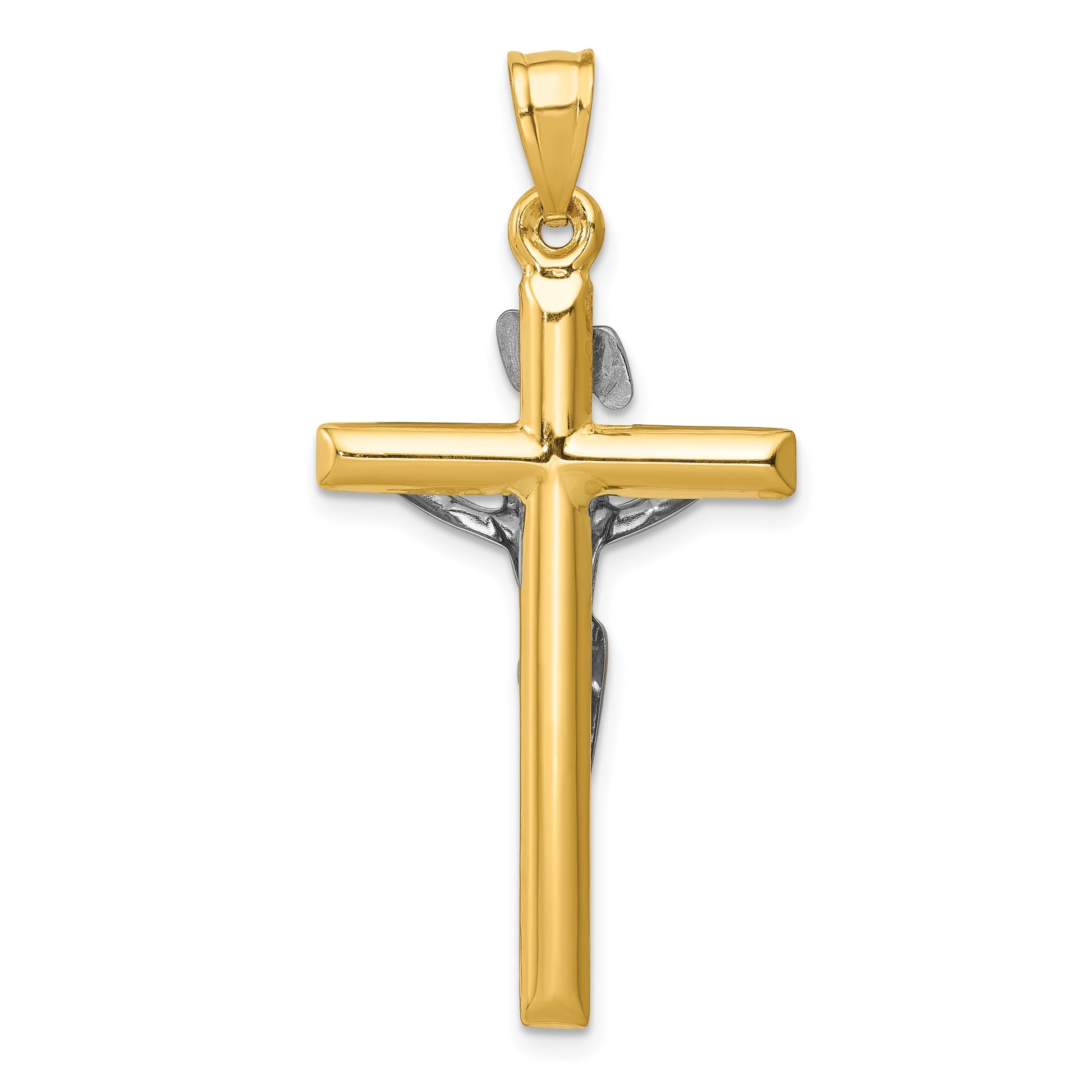 14k Two-tone INRI Crucifix Pendant