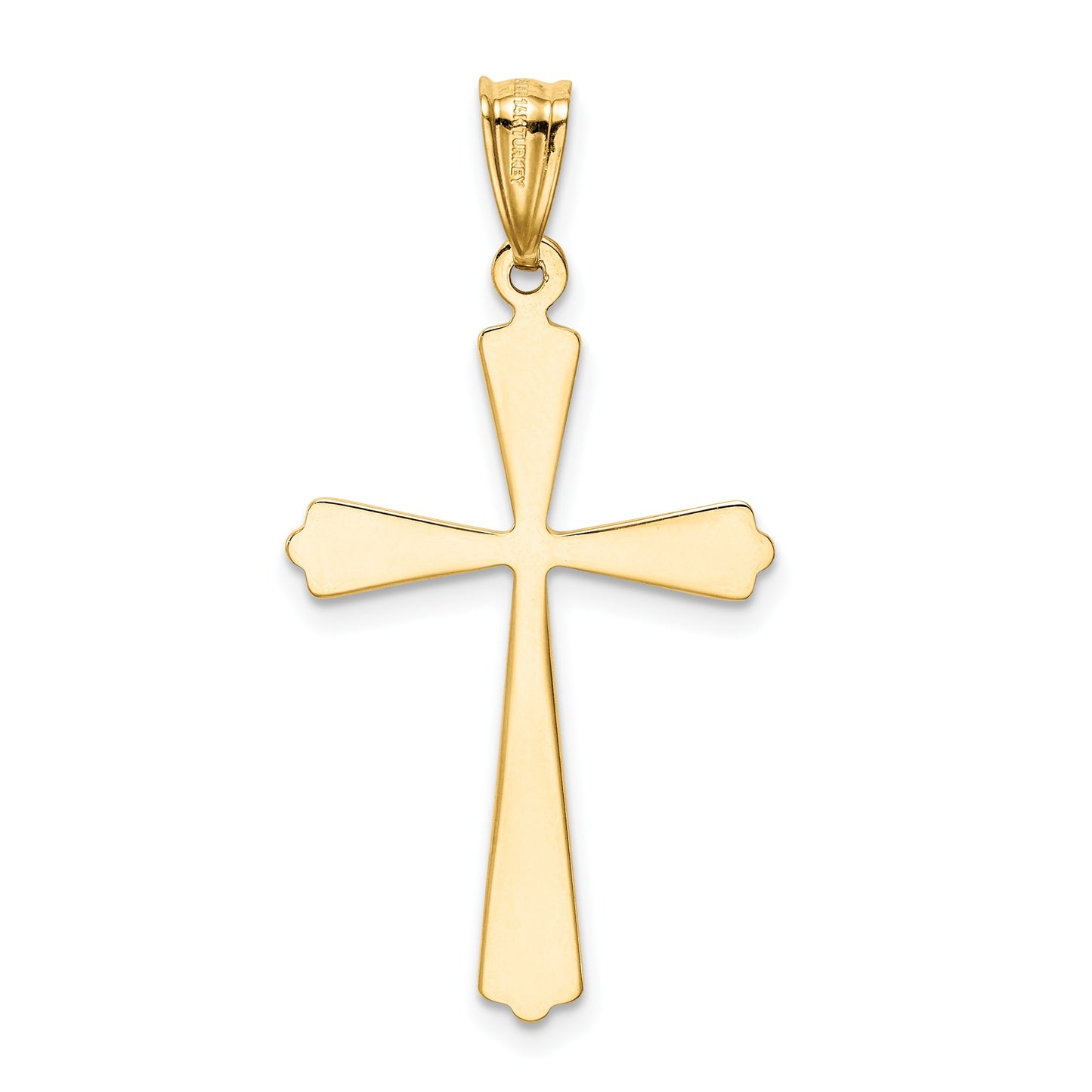 14k and White Rhodium Diamond Cut Cross Pendant