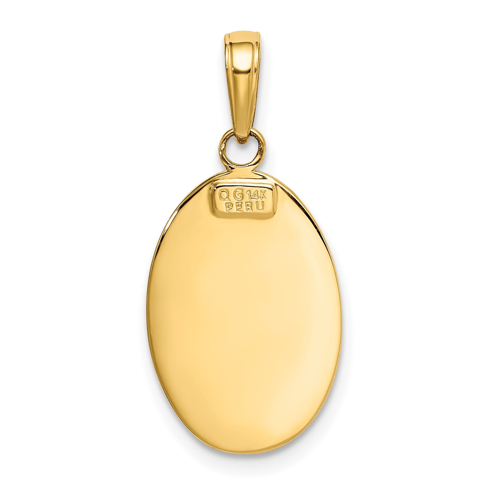 14k Polished Solid Saint Christopher Medal Oval Pendant