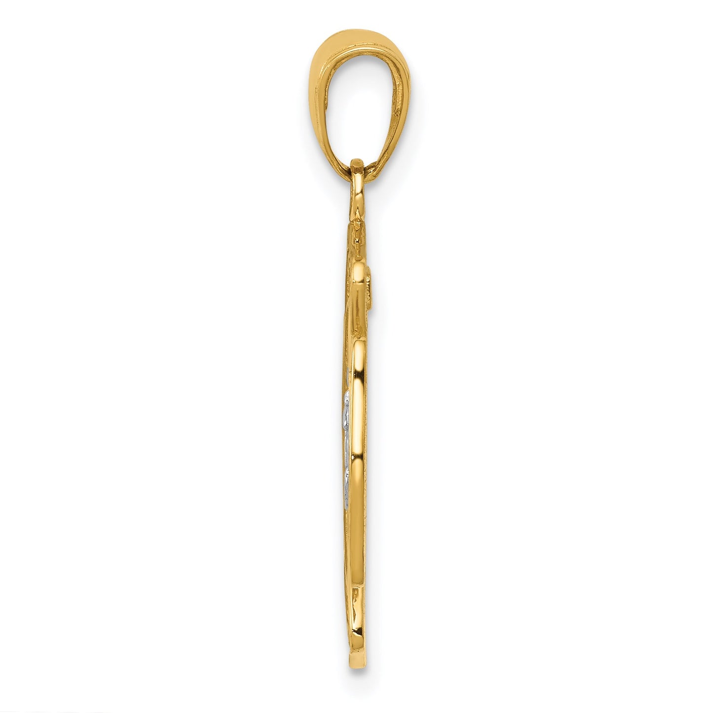 14k Two-tone Polished and Satin Solid Saint Florian Medal Pendant
