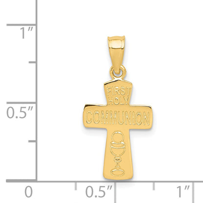 14k Polished FIRST HOLY COMMUNION Cross Pendant
