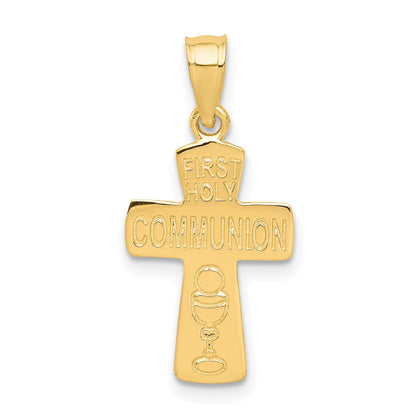 14k Polished FIRST HOLY COMMUNION Cross Pendant