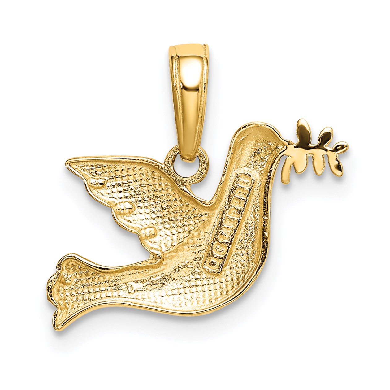 14k Polished Dove with Olive Branch Charm