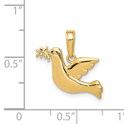 14k Polished Dove with Olive Branch Charm