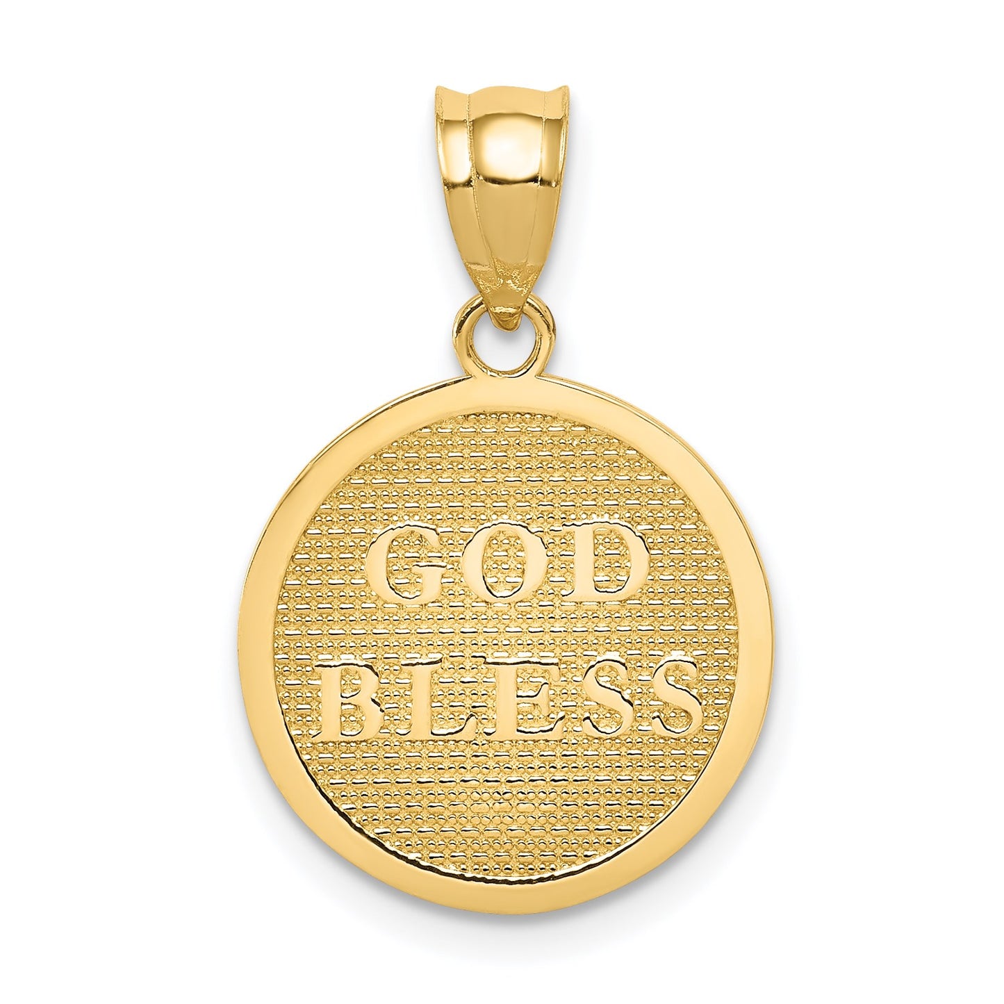 14K Reversible Cross and GOD BLESS Disc Charm