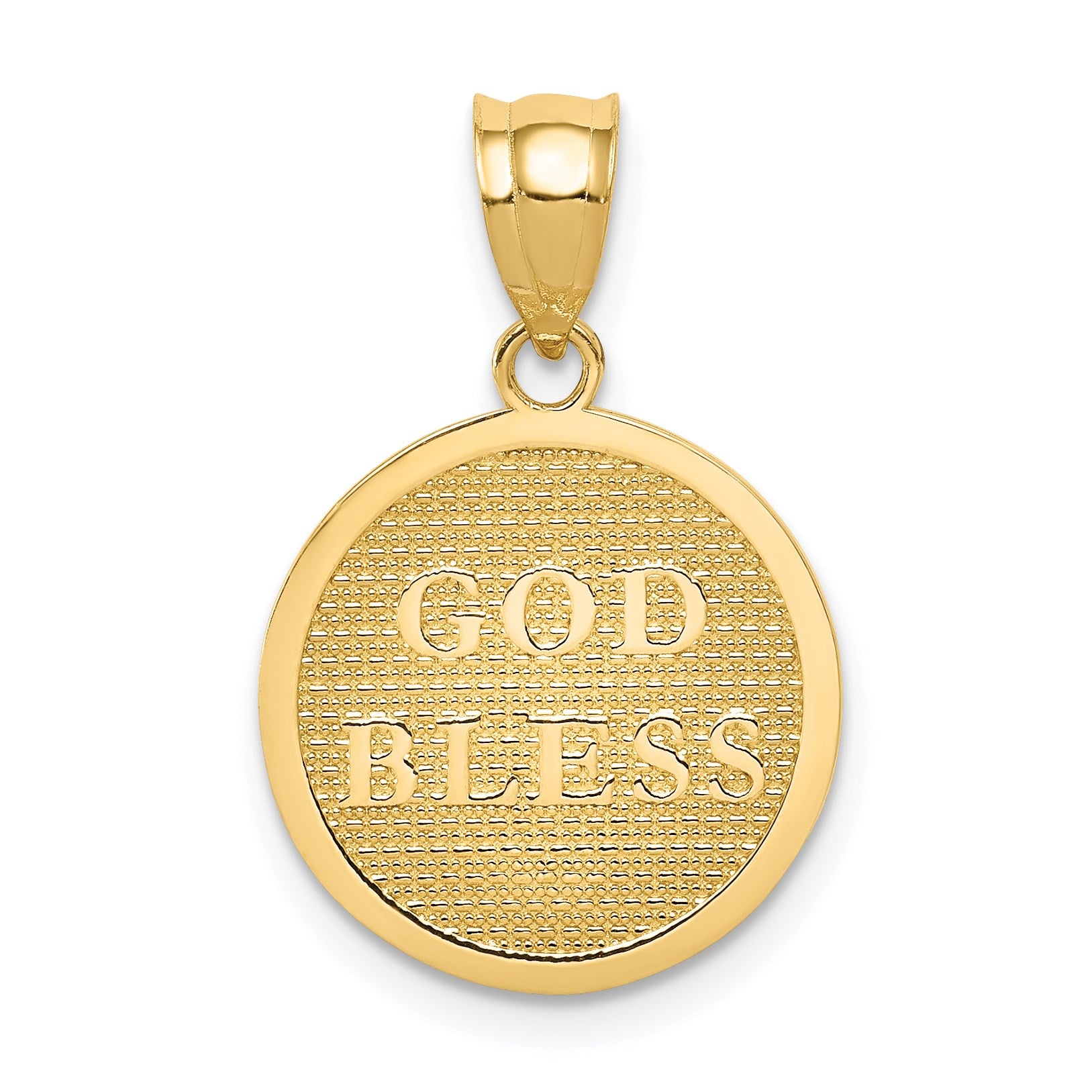 14K Reversible Cross and GOD BLESS Disc Charm