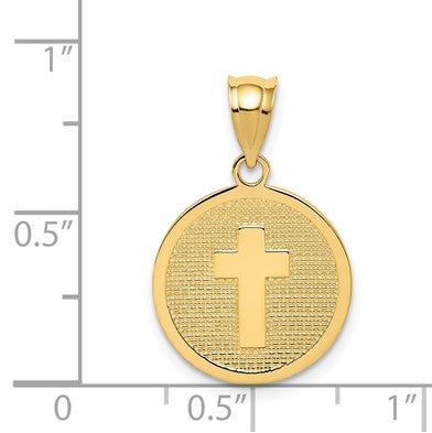 14K Reversible Cross and GOD BLESS Disc Charm