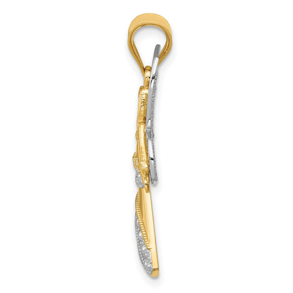 14KTwo-tone and White Rhodium Filigree Angel Pendant
