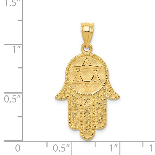 14k Hamsa with Star of David Charm