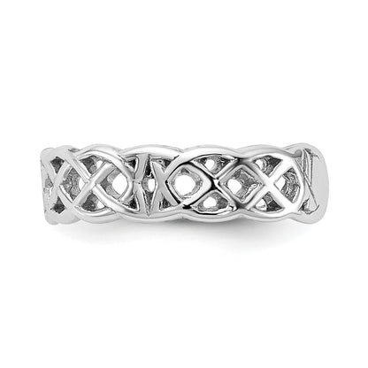 14k White Gold Polished Celtic Knot Toe Ring