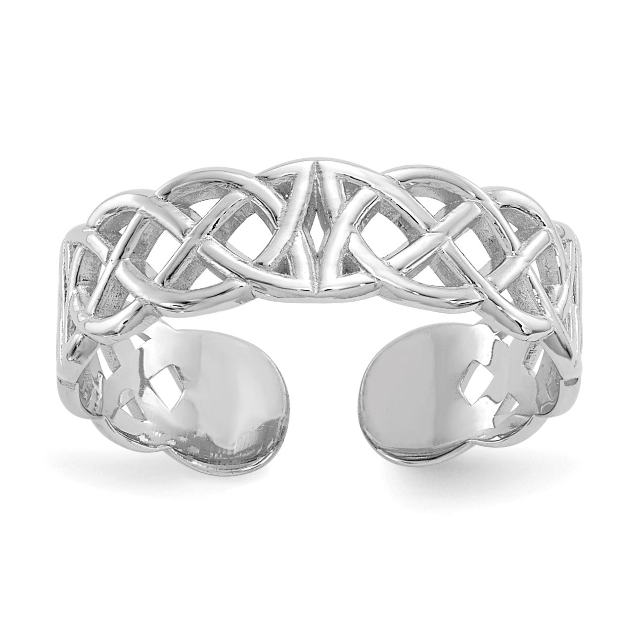 14k White Gold Polished Celtic Knot Toe Ring