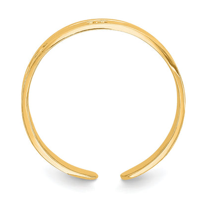 14k Polished with Hearts Toe Ring
