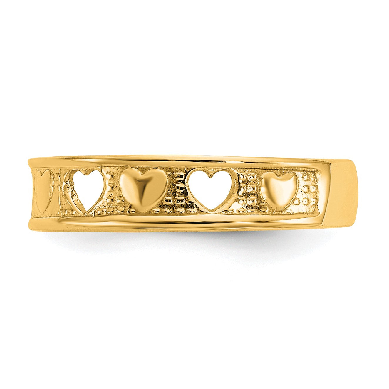 14k Polished with Hearts Toe Ring