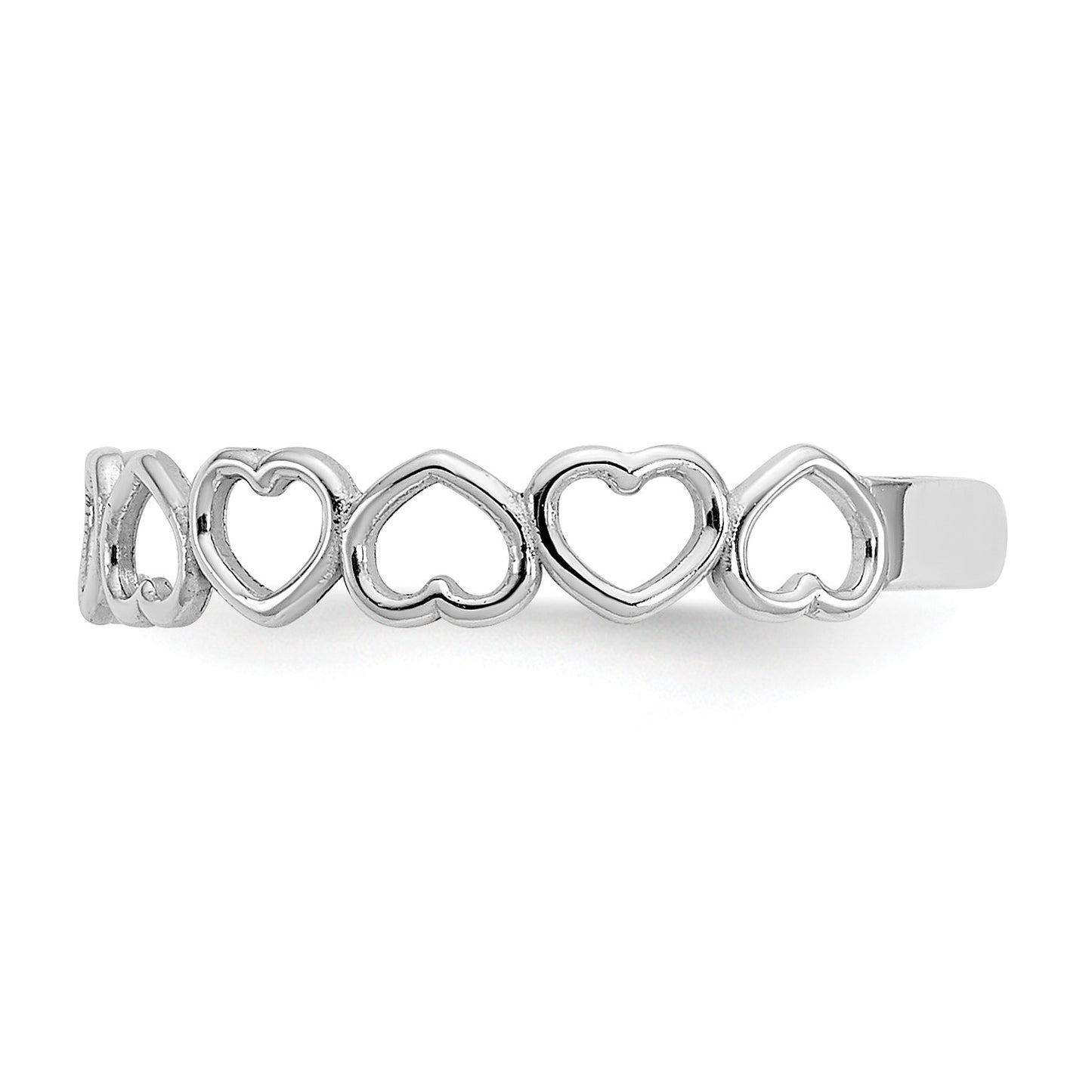 14k White Gold Open Hearts Toe Ring
