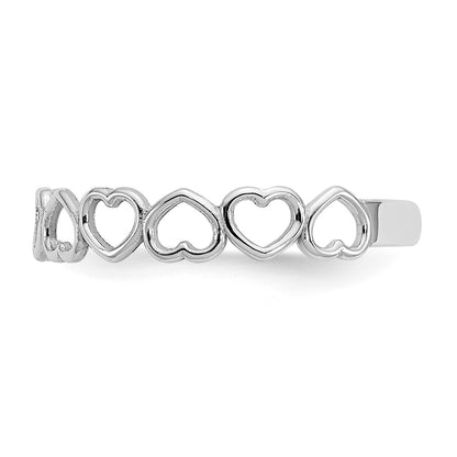 14k White Gold Open Hearts Toe Ring