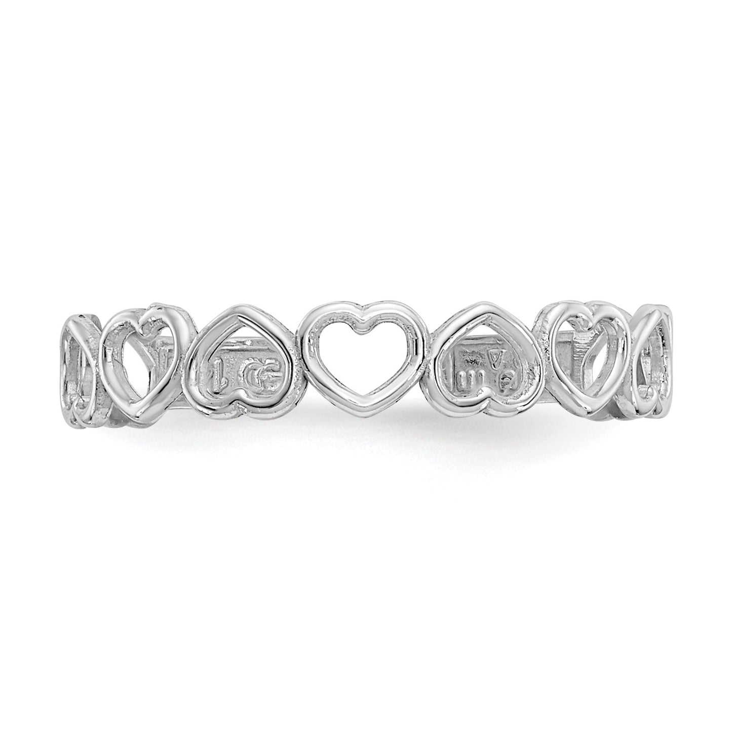 14k White Gold Open Hearts Toe Ring