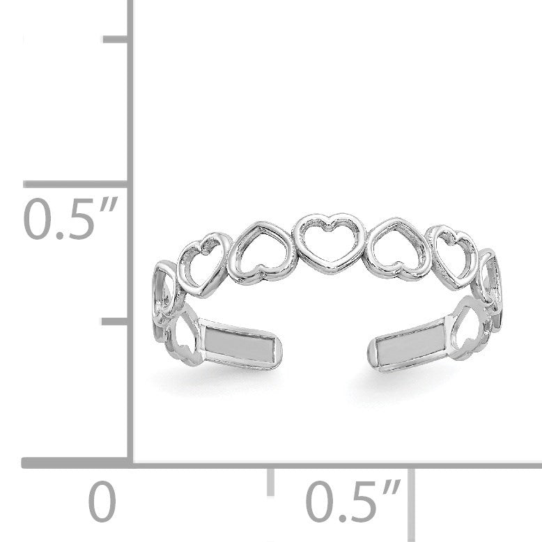 14k White Gold Open Hearts Toe Ring