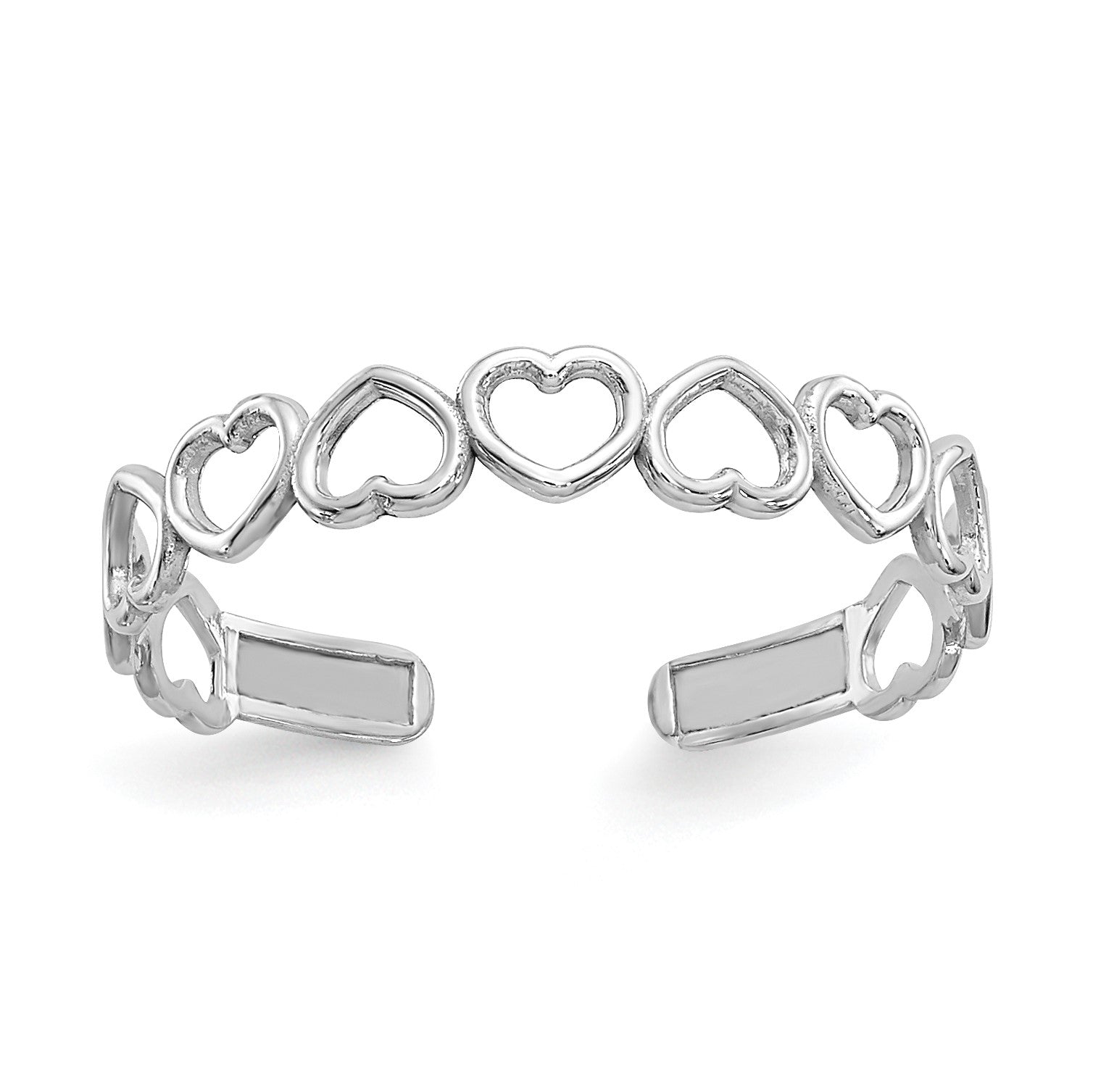 14k White Gold Open Hearts Toe Ring