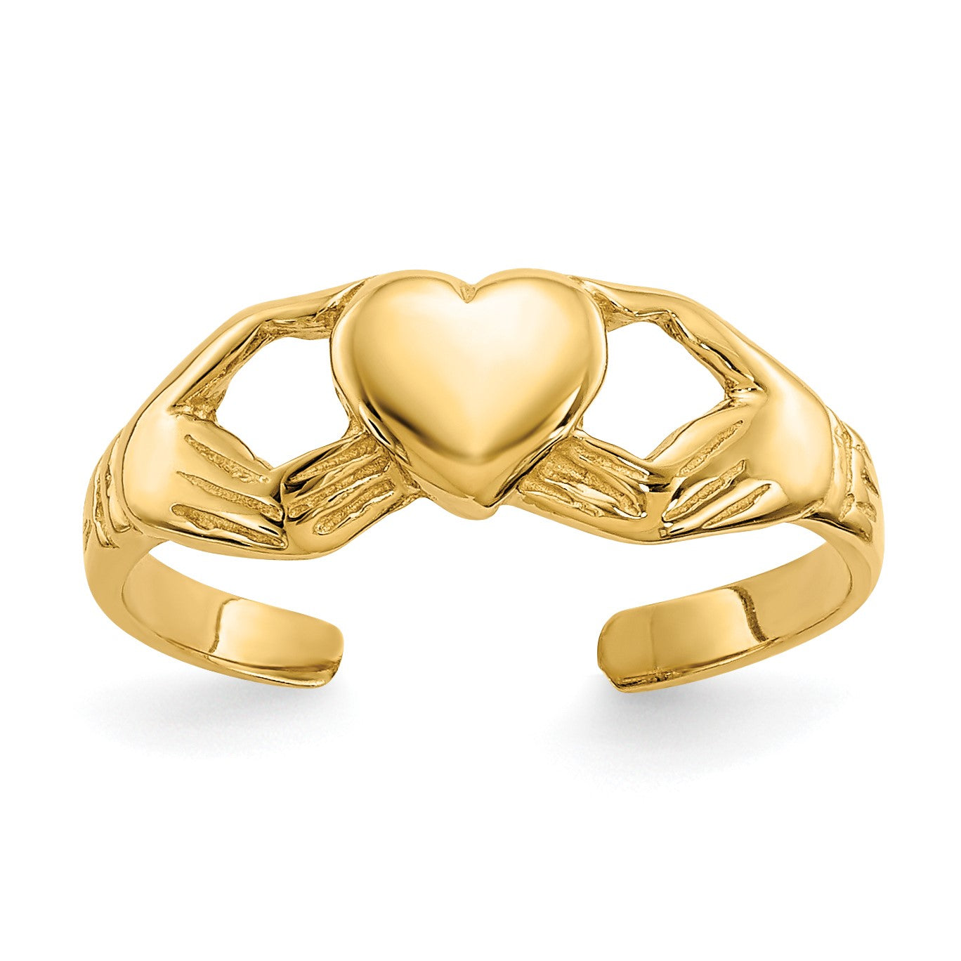14k Polished Claddagh Toe Ring
